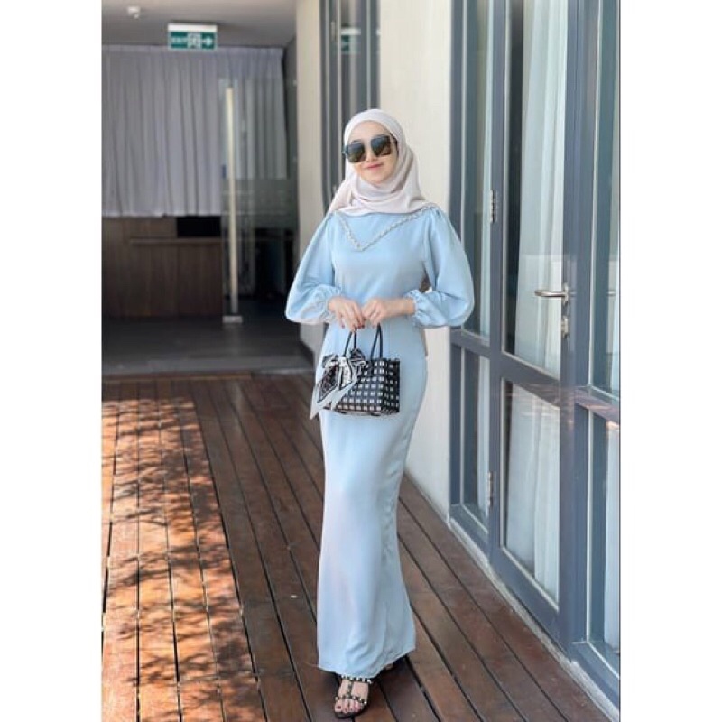 Meyhira dress satin / Gamis satin / Maxi satin / Dress lengan balon / Dress satin / Gamis lengan bal