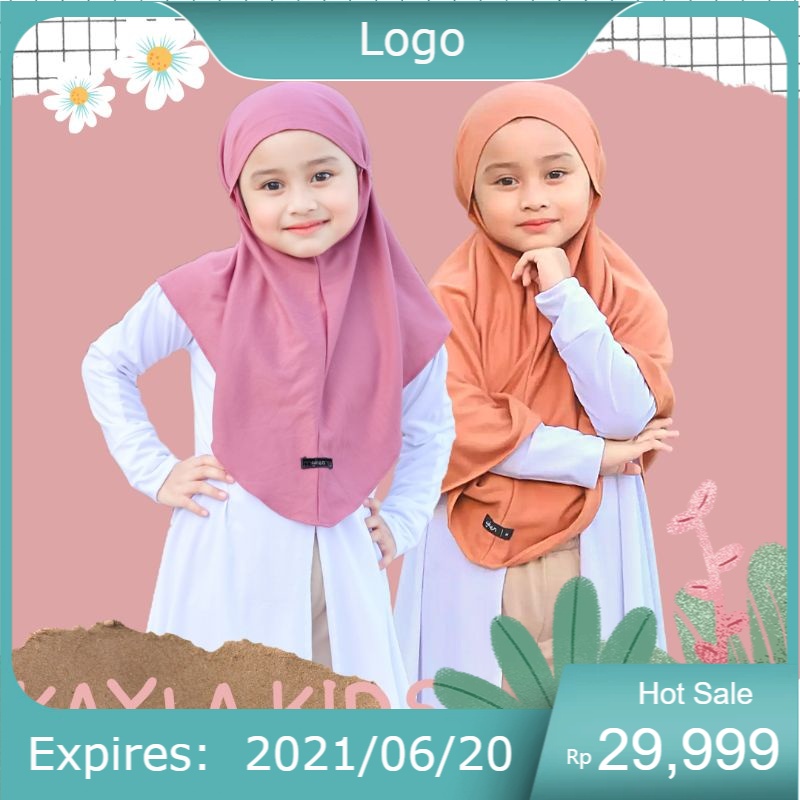 Hijab Anak usia TK/SD Bergo Tali Bahan Kaos TC