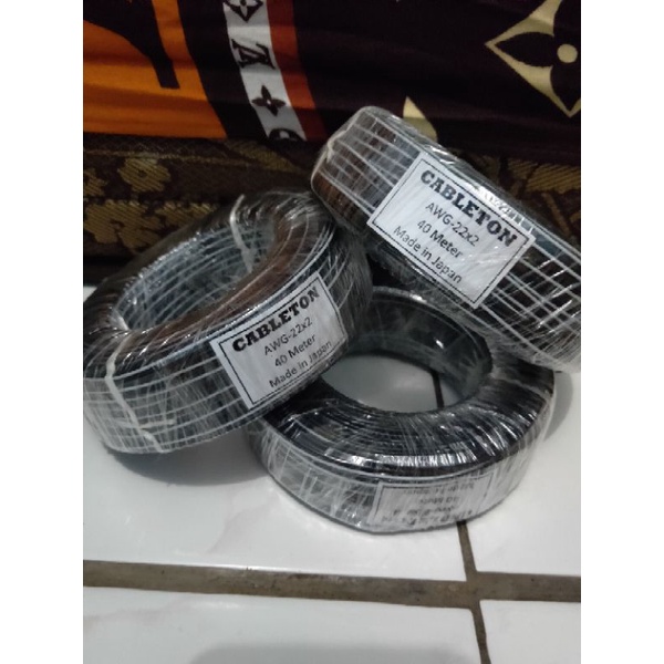 kabel awg 22x2 40m serabut tembaga silver Made in japan original