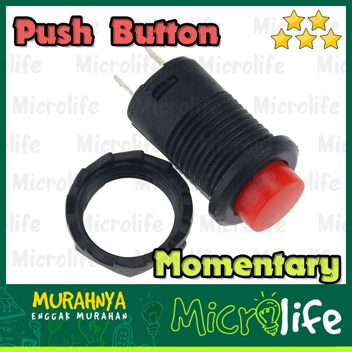 Tombol Push Button On Momentary Off Saklar Switch 12mm