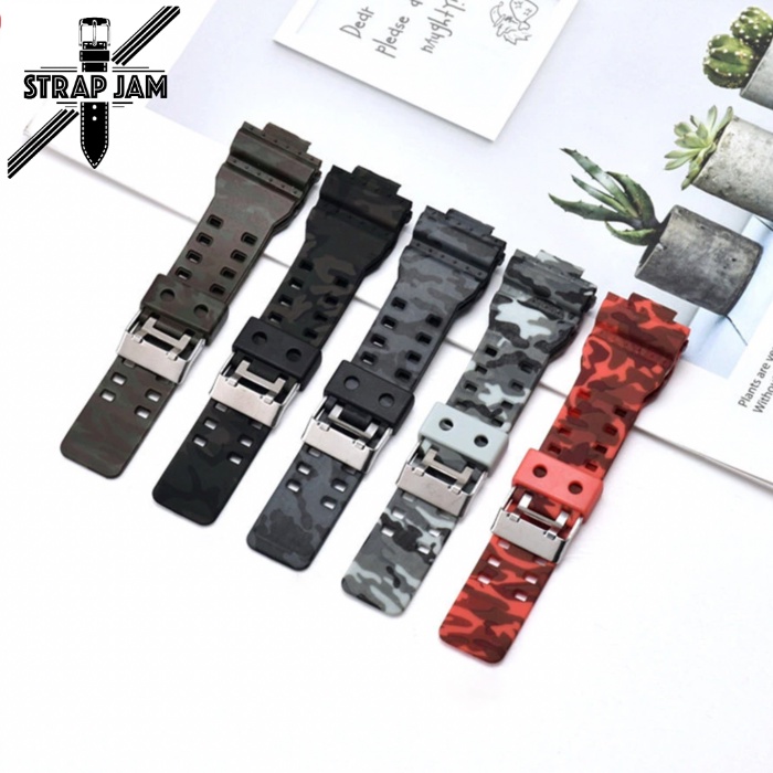 Tali Camo Army Strap Casio G-Shock GA-100 110 GD-100 110 GA-700 735 Resin Silver Buckle