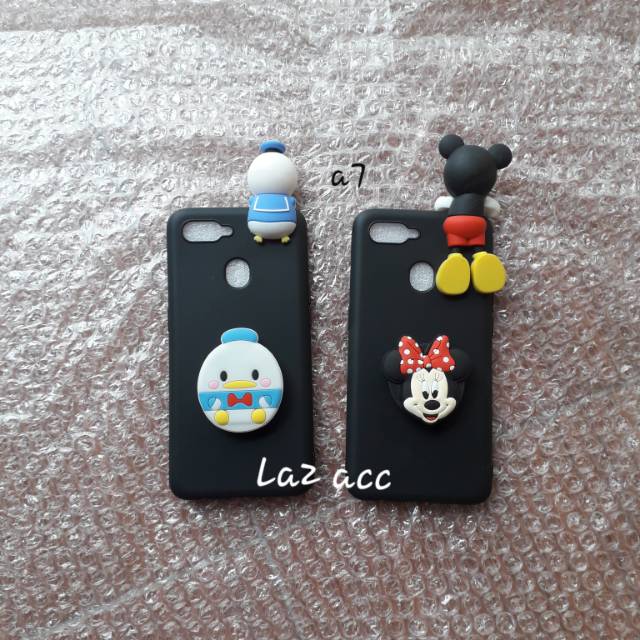 Case OPPO A7 2018 pop socket boneka intip softcase casing silikon