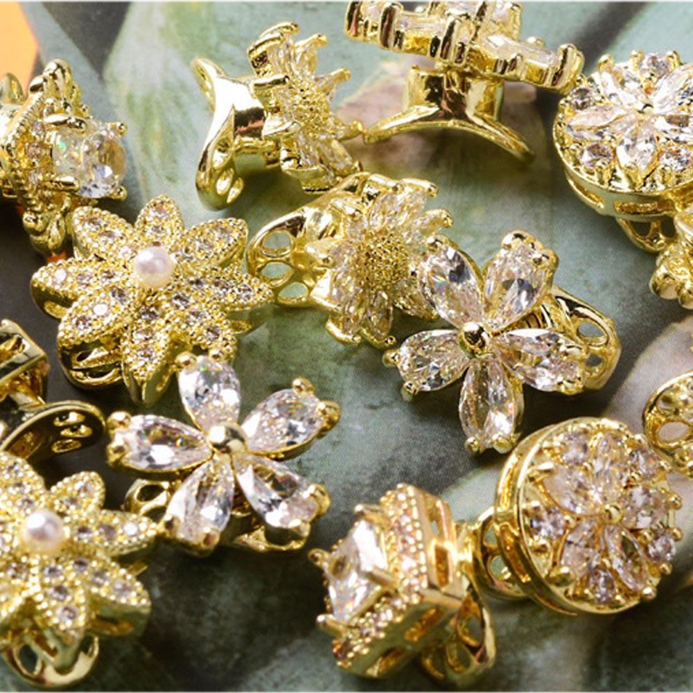 Augustina Rotatable Nail Zircon Gold Shiny Tahan Lama Alloy Metal Rotating Fast Rotatable Nail Rhinestones