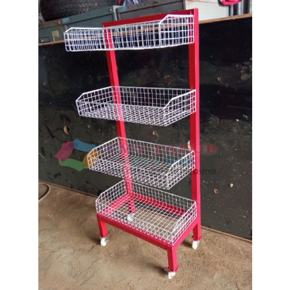 RAK TOKO WARUNG CHIKI CIKI SNACK RODA SERBAGUNA 4 SUSUN TERMURAH