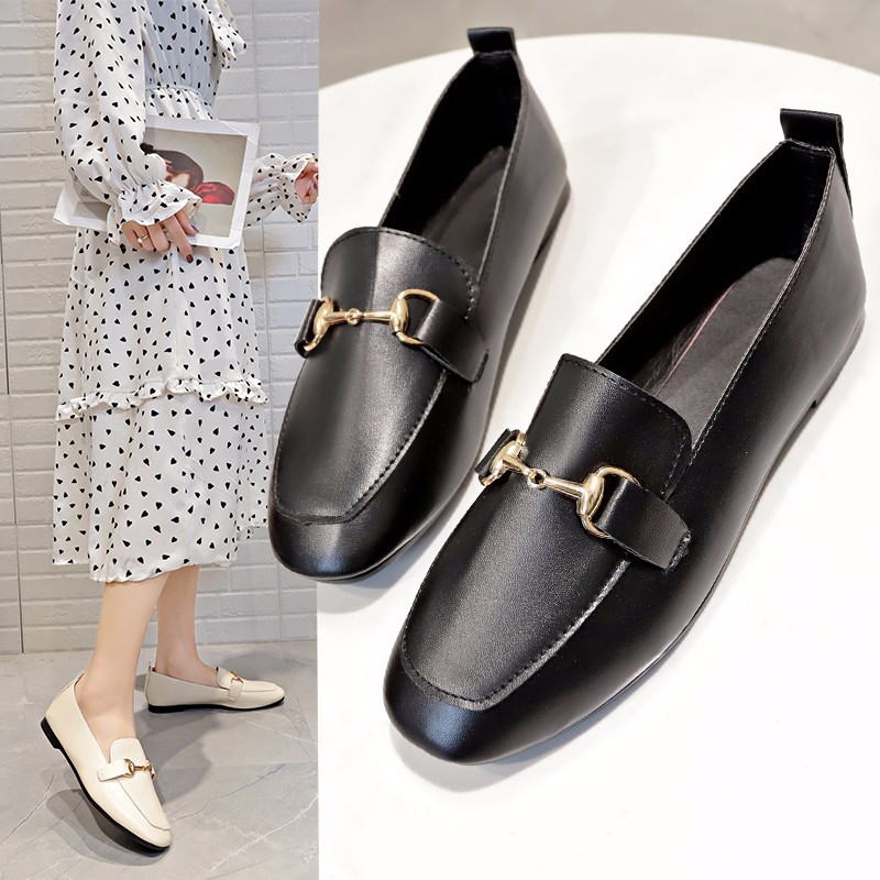  Sepatu  Loafer Wanita  Model Slip On Flat Casual  Bahan  Kulit  