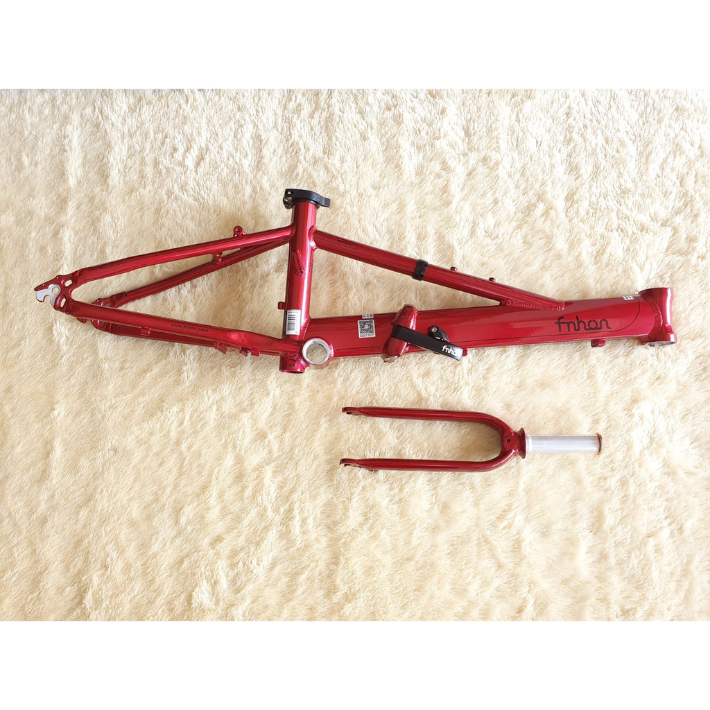 Frame dan HP Fnhon Monsoon Red Merah 20 inch U brake Alumunium Aluminium Monson Mon Soon Handle Post