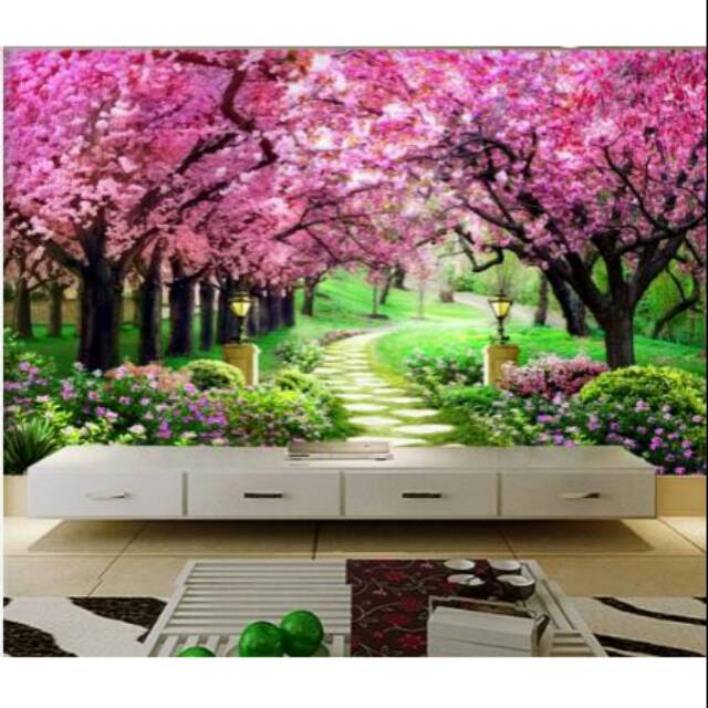 Wallpaper 3d Dinding Custom Bunga Sakura Termurah