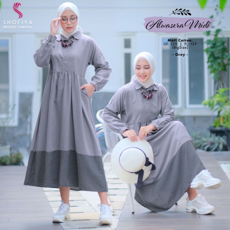 MIDI DRESS, DRESS KATUN TWO TONE