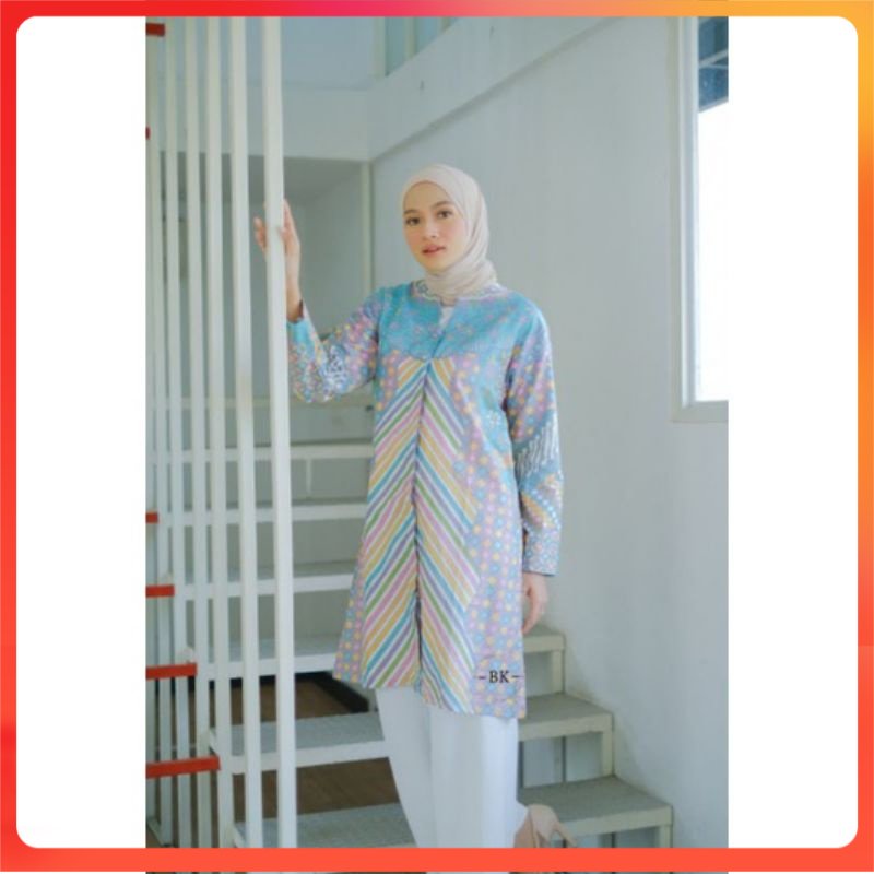 tey-17 Batik wanita ASJ SA HRB026 Kenongo Tosca Pendek queenbutik