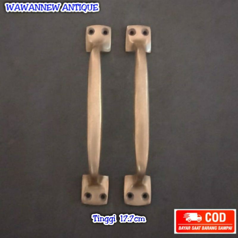 Handle / Tarikan Laci Lemari Pintu Rumah Kuningan Antik 17.7cm