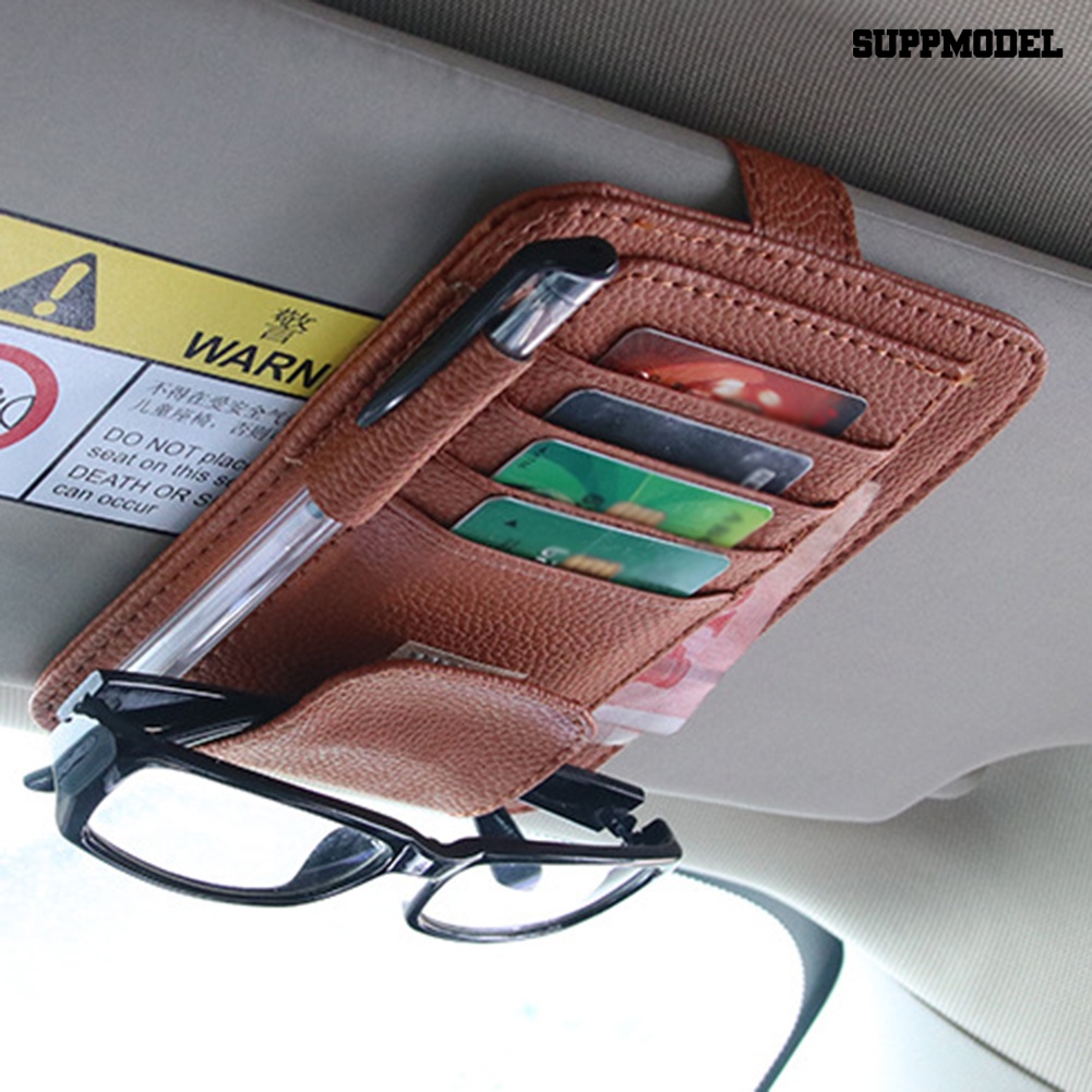 Sfs Tas Penyimpanan Kacamata Pulpen Kartu Bahan Kulit Imitasi Untuk Sun Visor Mobil