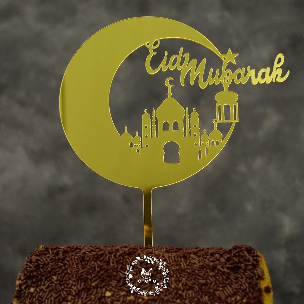 Chefio Cake Topper Lebaran Eid Mubarak Idul Fitri / Tusukan Hiasan Kue