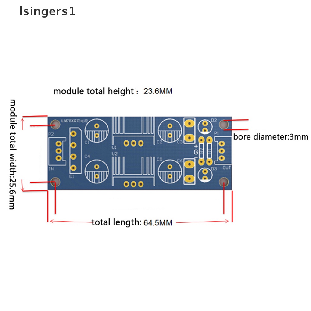 (lsingers1) Lm7815 + LM7915 Modul power supply regulator Tegangan Ganda 15V
