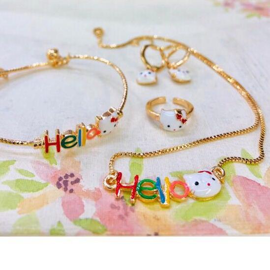 BISA COD XL-06 Aksesoris Anak kalung gelang set hello kitty anak set 4 pcs FASHION