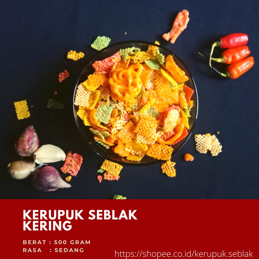 

Kerupuk Seblak Kering Rasa Pedas Sedang 500 Gram