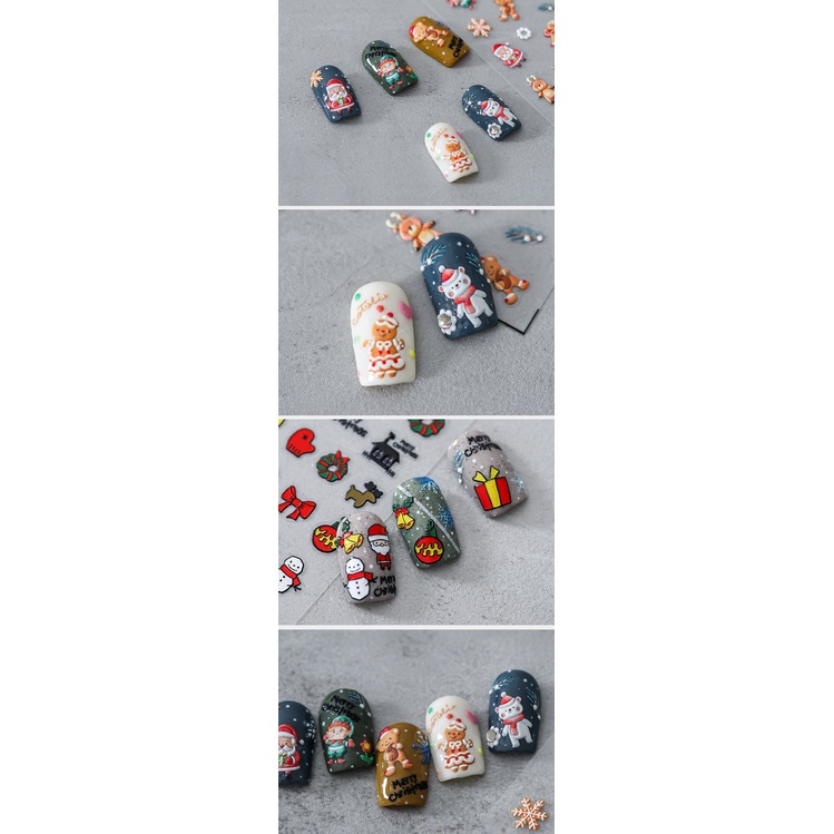 【COD Tangding】Stiker Kuku Motif Snowman Untuk Ornamen Natal