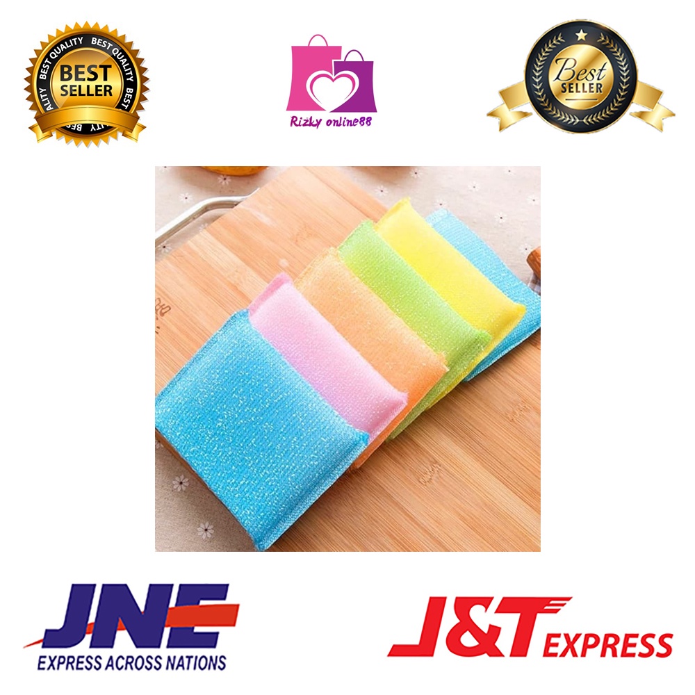 Rizkyonline88 spon spons cuci piring warna serbaguna busa cuci piring dishwashing sponge