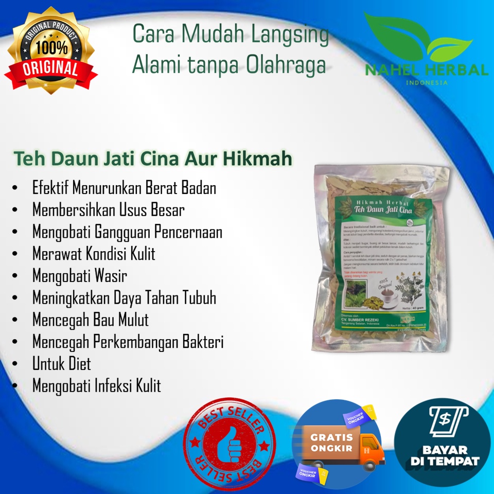 Teh Pelangsing Perut Buncit Daun Jati Cina Original 100% Alami Bpom - Obat Diet Herbal Menurunkan Be