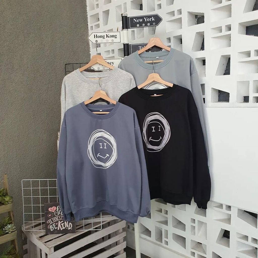 Sweatershirt  Smile Bahan Fleece Terbaru