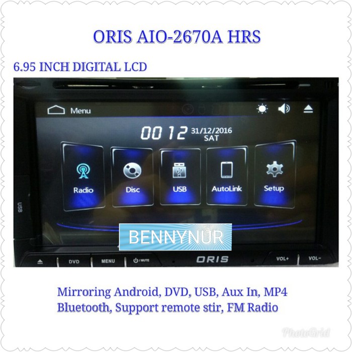ASIAPP  HEAD UNIT TV MOBIL DOUBLE DIN ORIS AIO-2670A-HRS MIRROR LINK NK09