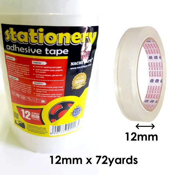 

Lakban Bening atau Lakban Putih uk 12 mm x 72 Yard T7