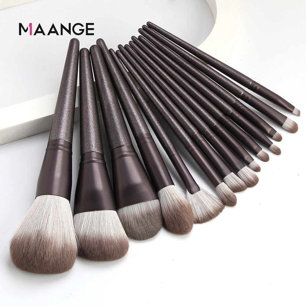 MAANGE 14Pcs Professional Makeup Brush Cosmetic Set Super Soft Fluffy Hair Powder Eyeshadow Brush