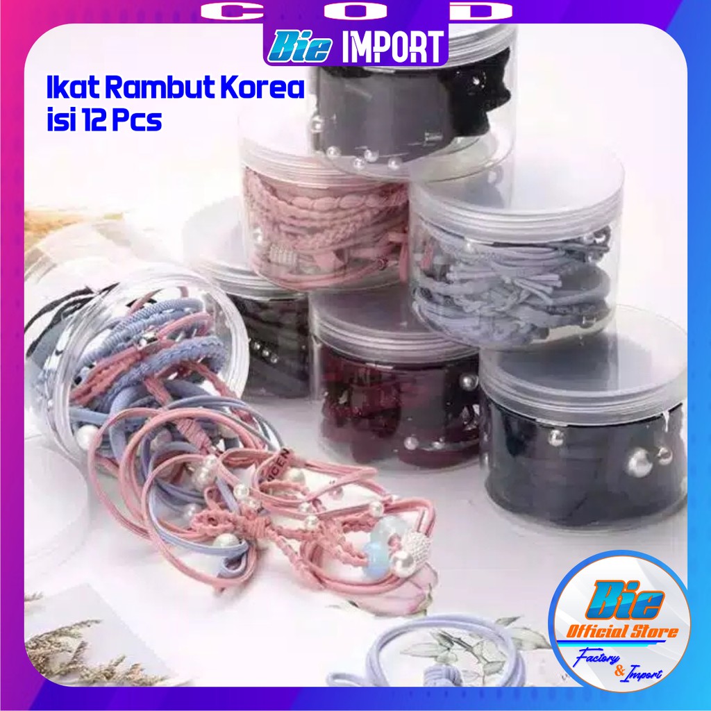 Ikat rambut Korea Set isi 12 Pcs Korean Style Impor Best Seller