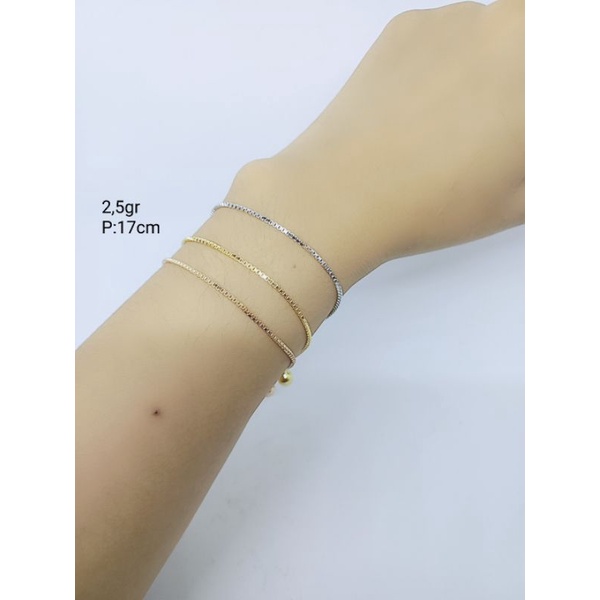 GELANG TANGAN WANITA SILVER 925 ASLI LAPIS EMAS - GELANG ITALI + 2 BEL/ KERINCINGAN - PERHIASAN PERAK 925 ASLI