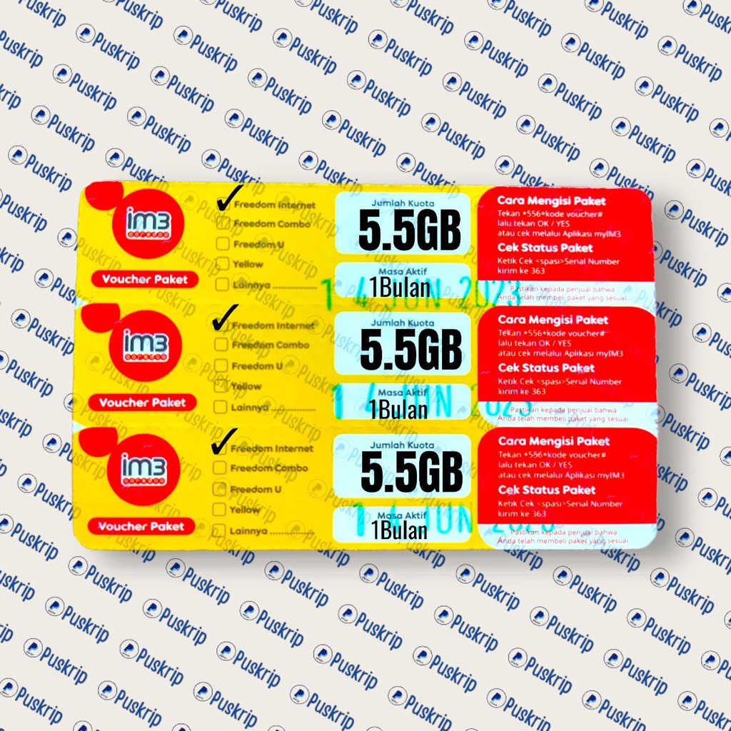 VOUCHER PAKET DATA INDOSAT FREEDOM INTERNET 5.5GB