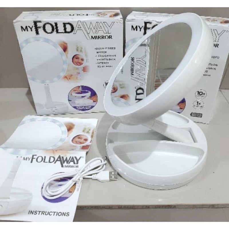 My fold way makeup make up mirror ring light cermin rias lampu LED