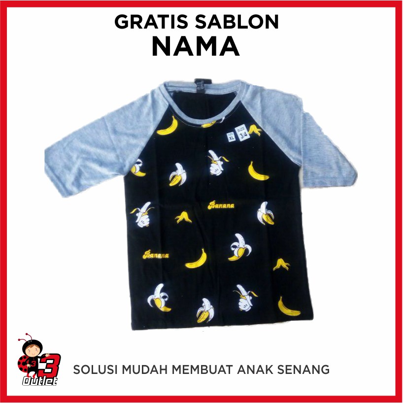 Baju Raglan anak banana. Kaos raglan anak banana custon nama