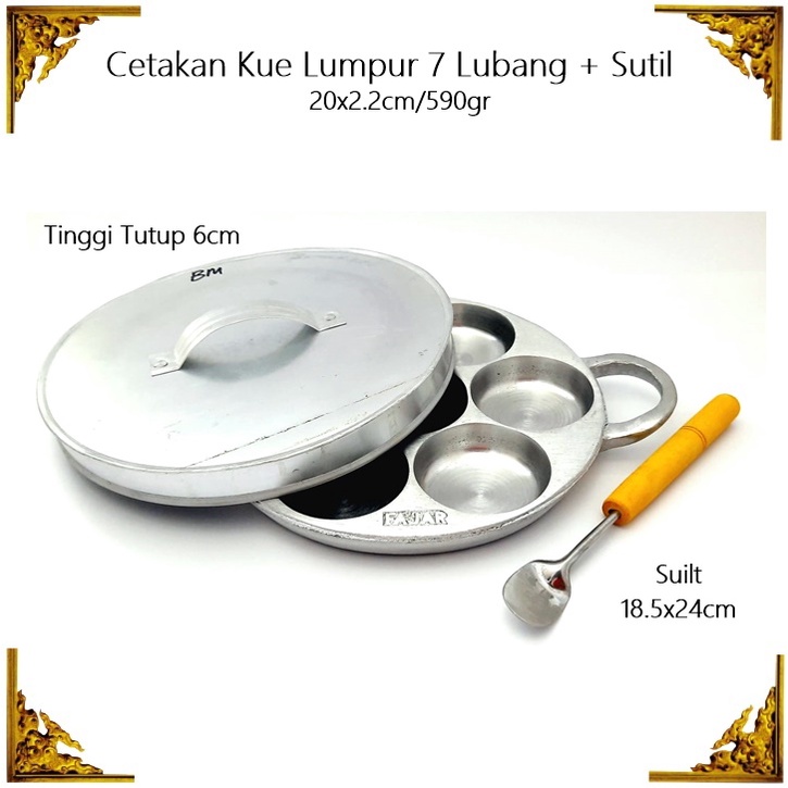 [2in1] Set Cetakan Kue Lumpur 7 Lubang + Sutil