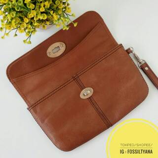 Dompet Authentic Fossil Marlow Clutch Foldover Chestnut 