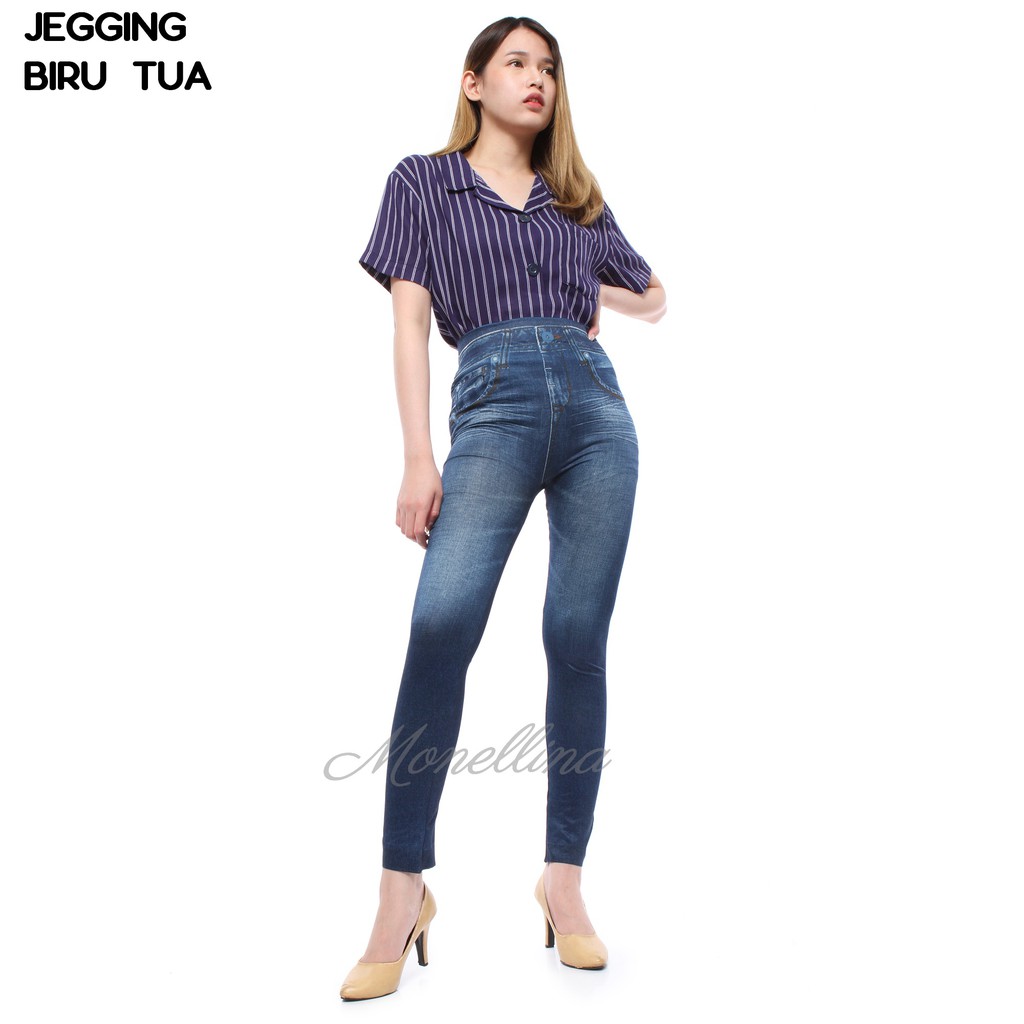 BL 9B2 JEGGING Celana  Legging  Motif Jeans Murah Wanita 