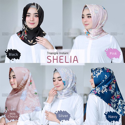 Hijab Triangle/Segitiga Instant Shelia - Hijab segitiga instan motif bunga cantik Praktis 1x slup