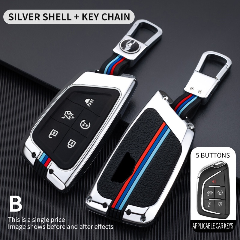 Case Holder Kunci Remote Mobil Keyless 5 Tombol Bahan Zinc Alloy Untuk Cadillac CT5 2019 2020