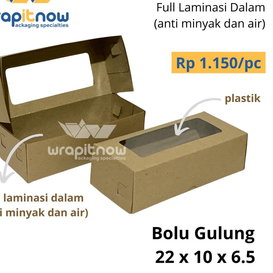 

「Kualitas Top」 (isi 50 pcs) Dus Kraft 22x10x6.5 Laminasi// dus roll cake/ dus brownies/ dus bolu/ du