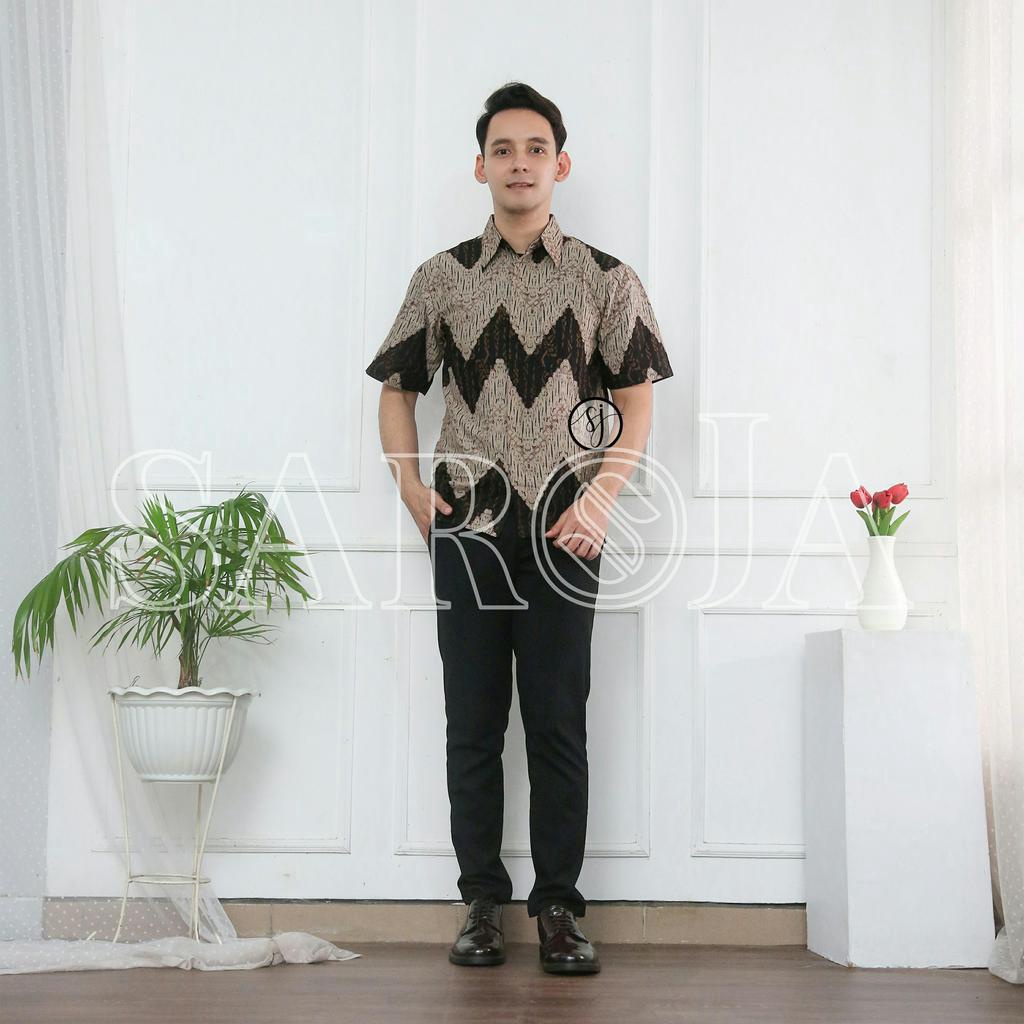 SAROJA | Couple Batik Keluarga Tunik Zigizaga | Dress Wanita Kantor Casual | Couple Natal Keluarga | Couple Natal Pasangan | Dress Natal Jumbo | Baju Natal Couple Keluarga Ayah Ibu Anak