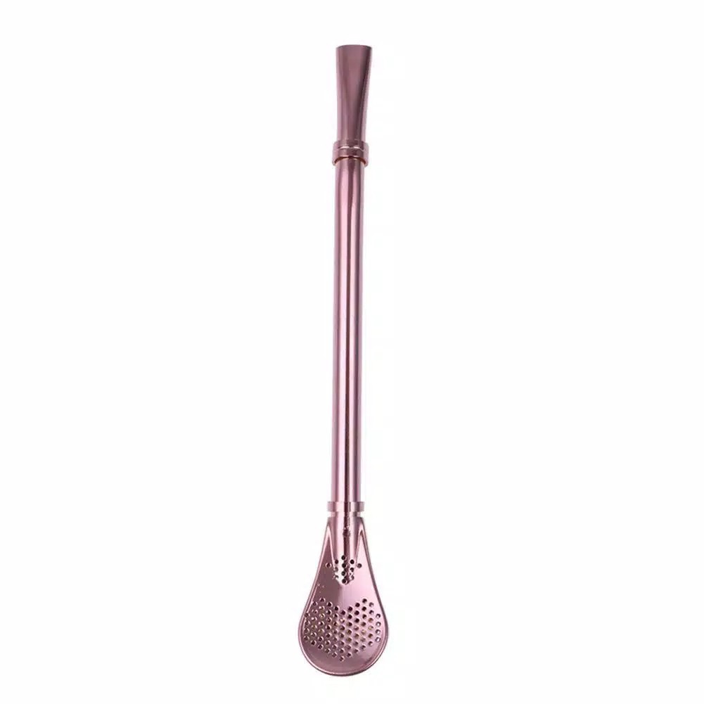 Sedotan sendok stainless warna / sendok sedotan unik / sendok teh stainless / sendok kopi stainless-Rose Gold