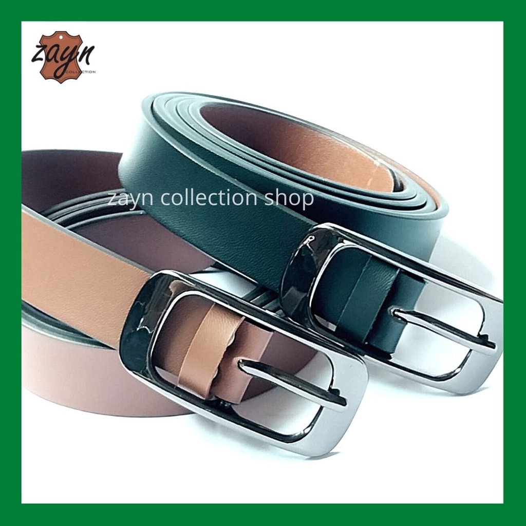 Ikat Pinggang Wanita Unisex Model Tusuk Jarum Kepala Kotak Besi Gesper Cewek Ring Belt Fashion Korea Formal