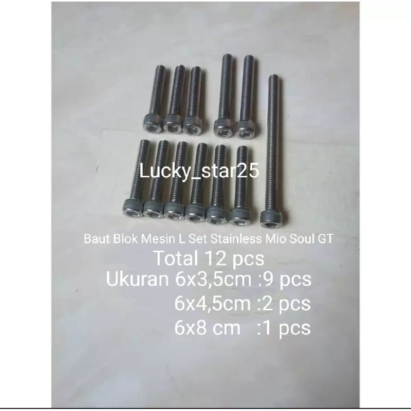 Baut Blok Mesin L Set Stainless Mio Soul GT