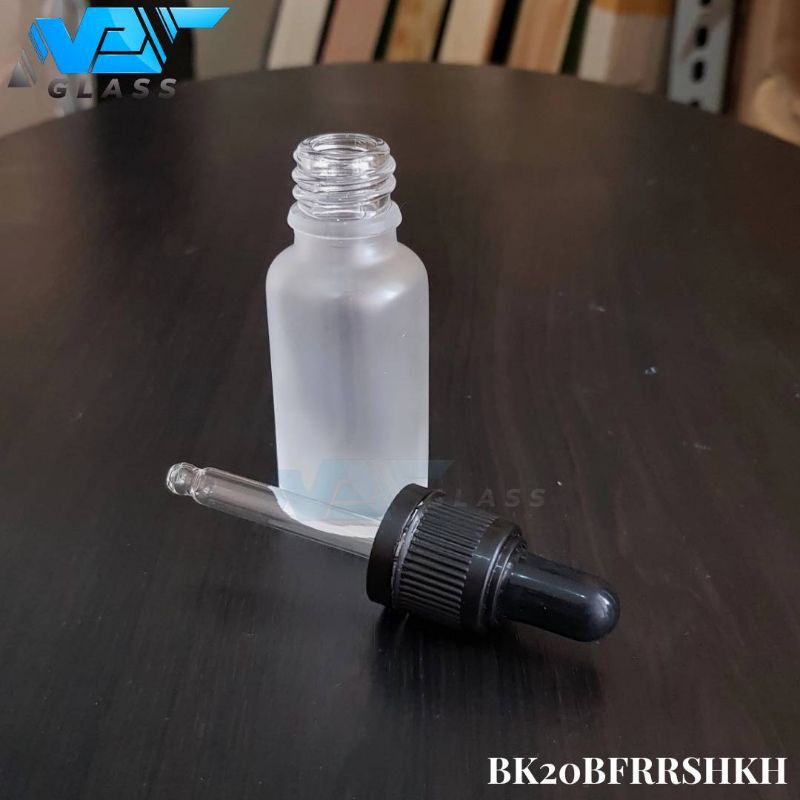 botol pipet kaca frosted 20ml - ring segel hitam