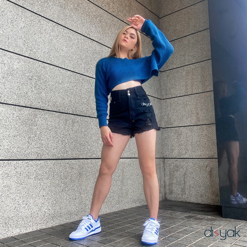 DISYAK - Hotpants Highwaist Jeans Ripped 1041-2041 Black