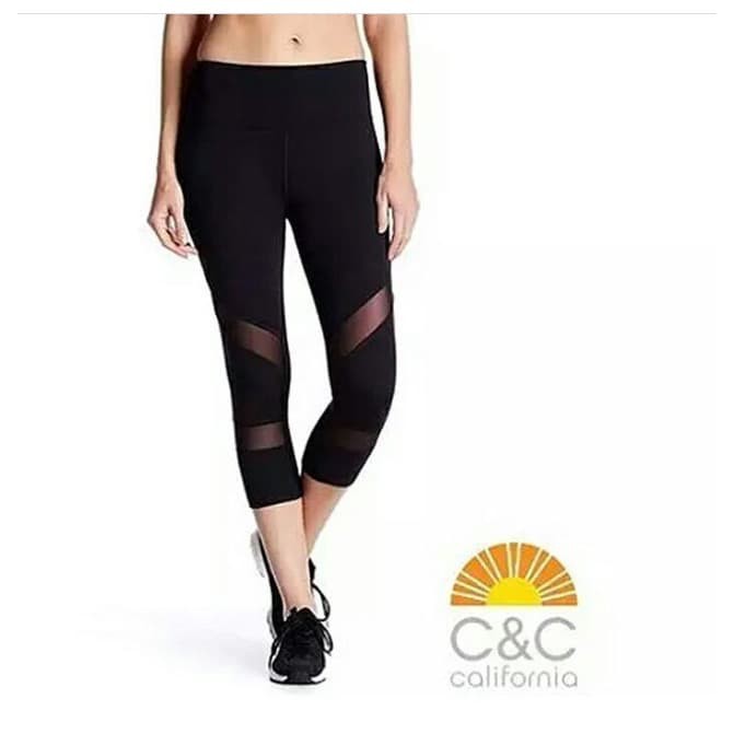 C&C BLACK MESH CAPRI |CELANA LEGGING OLAHRAGA GYM YOGA MURAH GROSIR