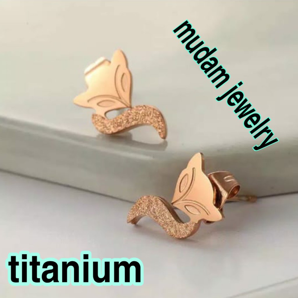 Anting Titanium Fox ( Rubah ) Rose Gold