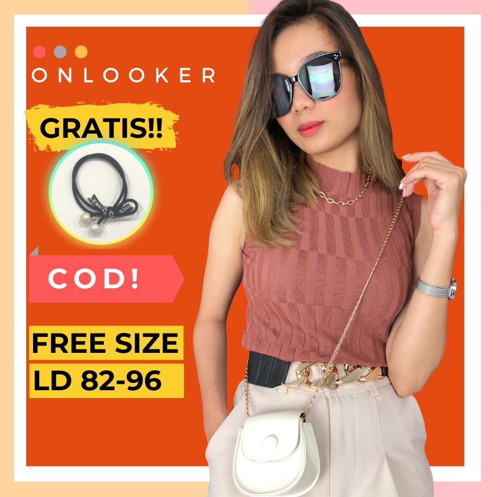 ONL Atasan Turtleneck Rajut Wanita | Sleeveless Top