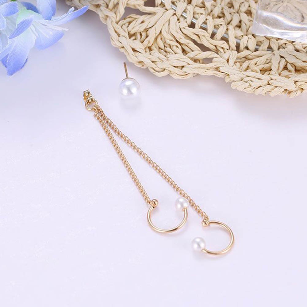 Hu Hu Hu Hu Hu Alat Bantu Pasang Kacamata♡ 1 / 4pcs Anting Tusuk Model Rantai Mutiara Imitasi Untuk Wanita