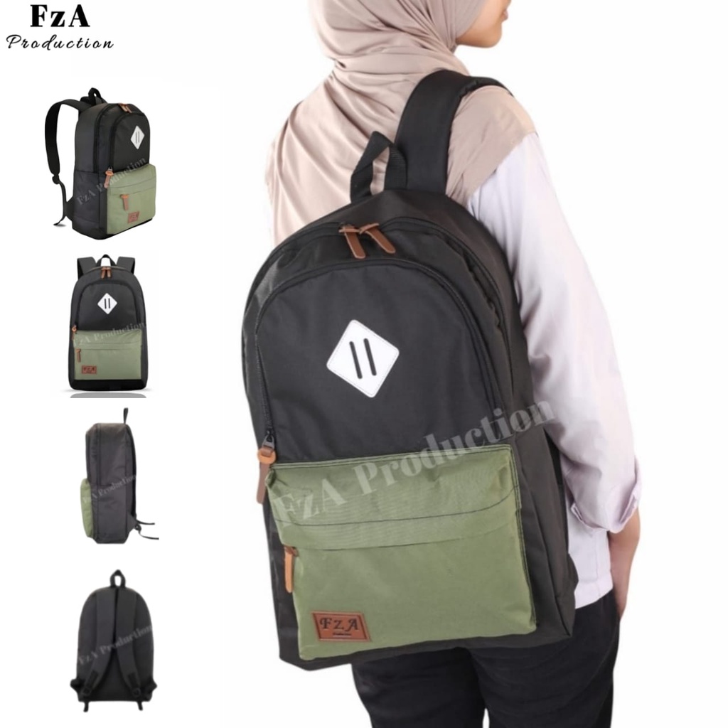 Tas Ransel Gendong Laptop Distro Sekolah Kuliah Pria Wanita Black Murah Original GRATIS Jam Tangan Dan Slempang