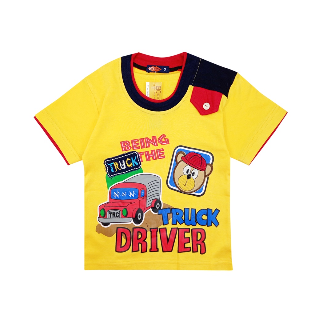 Wakakids Baju Anak Laki Laki Usia 1 - 4 Tahun Motif Truck Driver Setelan Celana Jeans Horton 2068-3