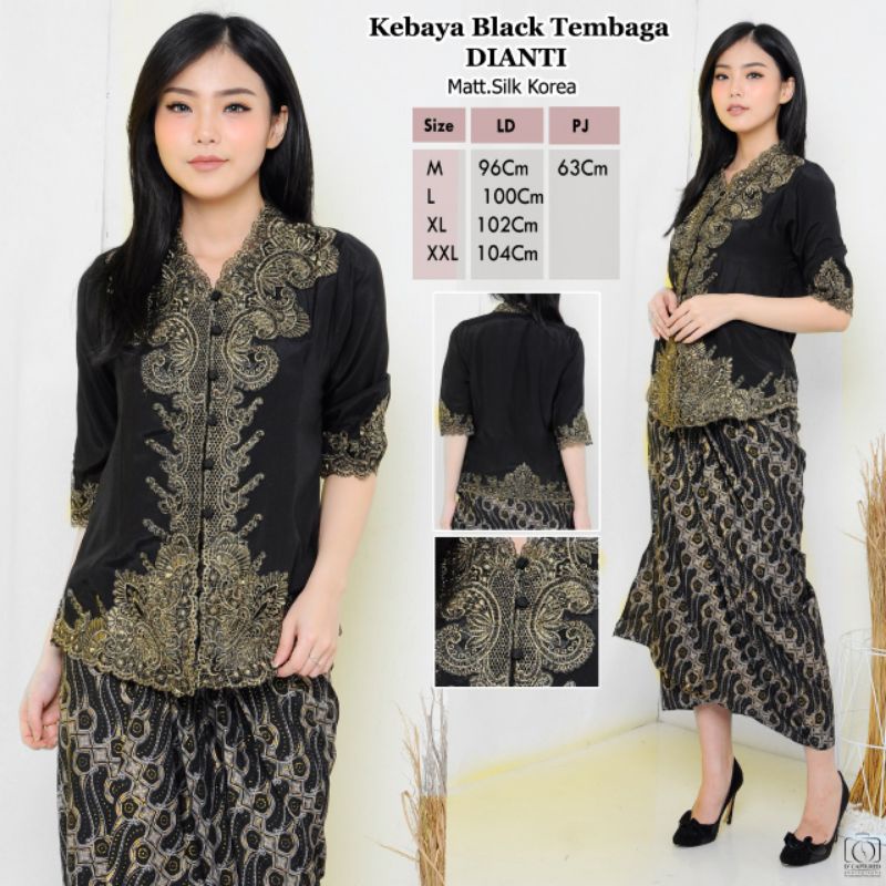 Promo kebaya Encim senada modern silky Korea import aplikasi brukat renda bordir-2